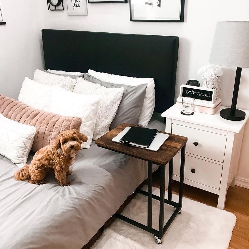 Verrijdbare laptoptafel | Houtlook en Staal | 35x50x60cm