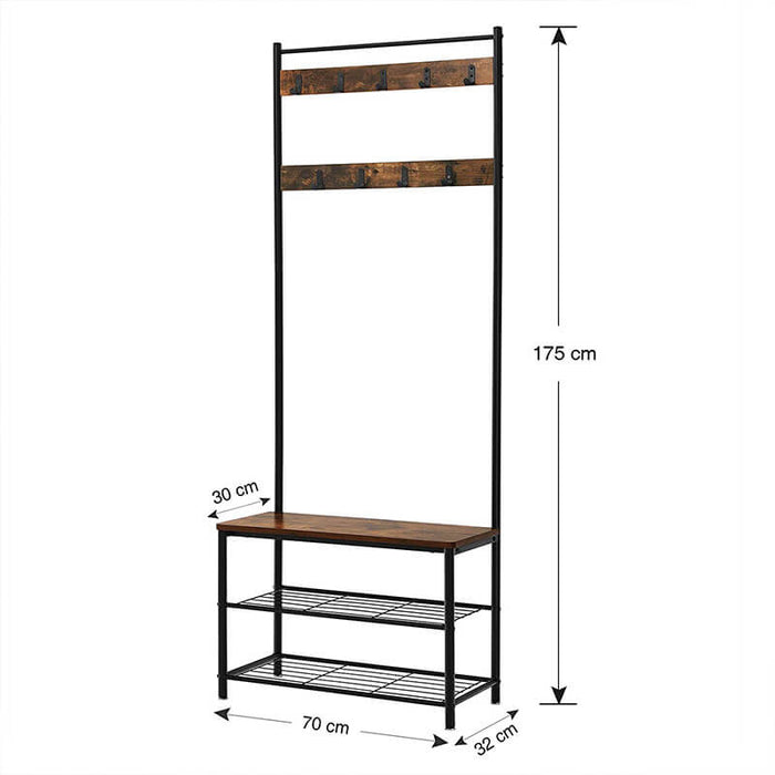 Garderoberek Industrieel Design | Houtlook en Staal | 70x32x175cm - Industrieelinhuis.nl