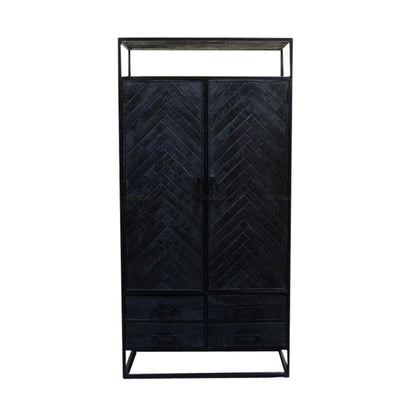 Visgraat kast zwart | Servieskast Jax | 100x45x200cm