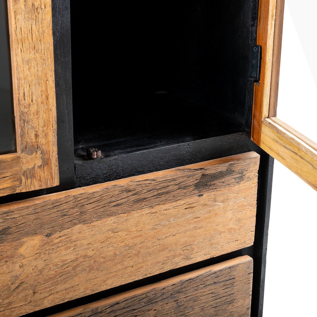 Vitrinekast kast mango hout | Industrieel Design | 90x40x180cm