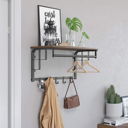 Wandkapstok Industrieel Design | Houtlook en Staal | 66x30x27cm