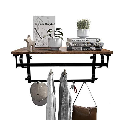 Wandkapstok Industrieel Design | Houtlook en Staal | 60x30x31,7cm