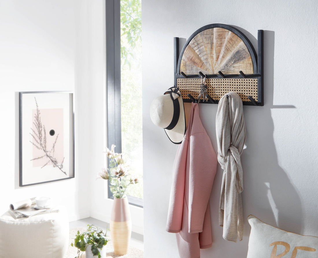 Wandkapstok massief hout 53x40x7,5 cm garderobekast hal