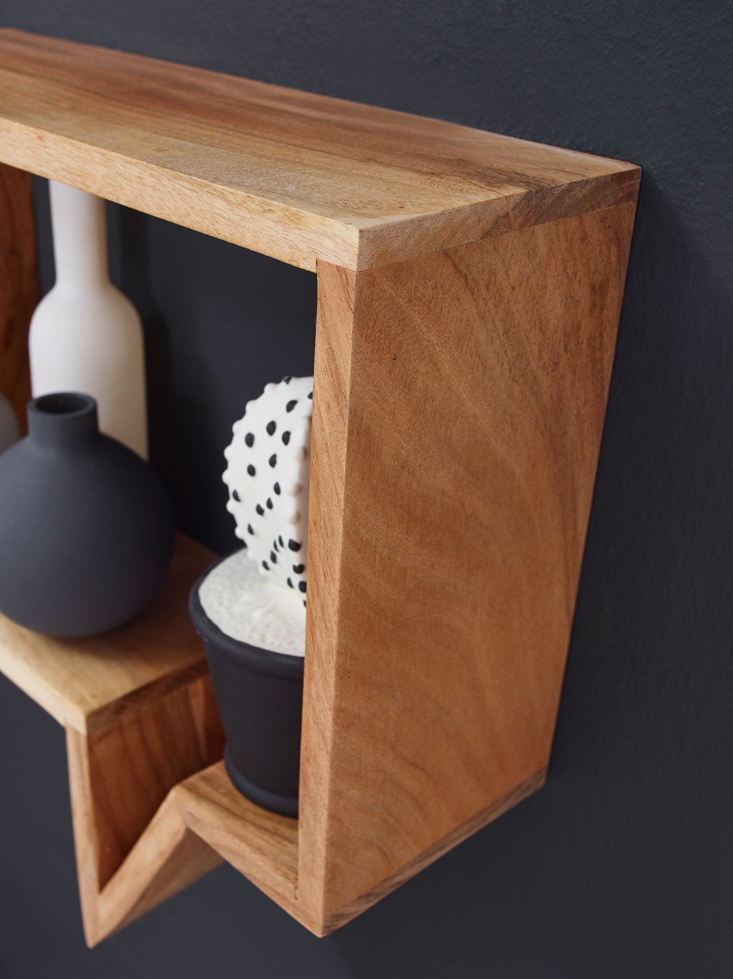Wandplank set van 2 schappen textballon | Acacia hout | 50x49x13cm