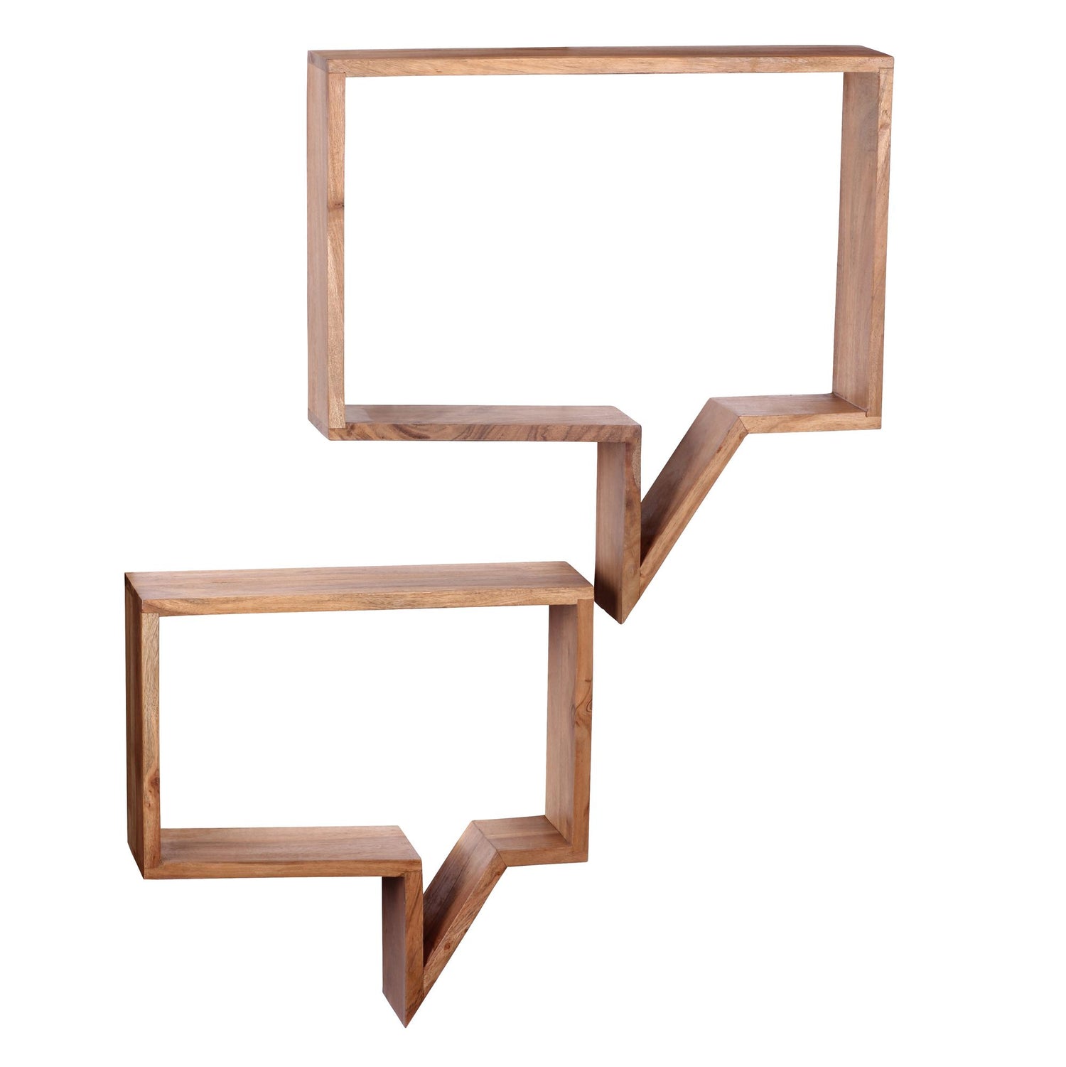 Wandplank set van 2 schappen textballon | Acacia hout | 50x49x13cm
