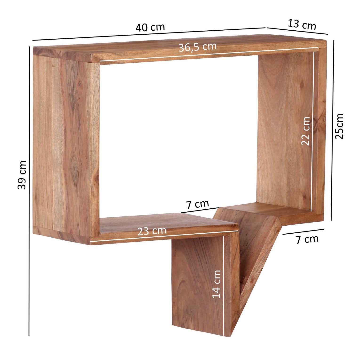 Wandplank set van 2 schappen textballon | Acacia hout | 50x49x13cm