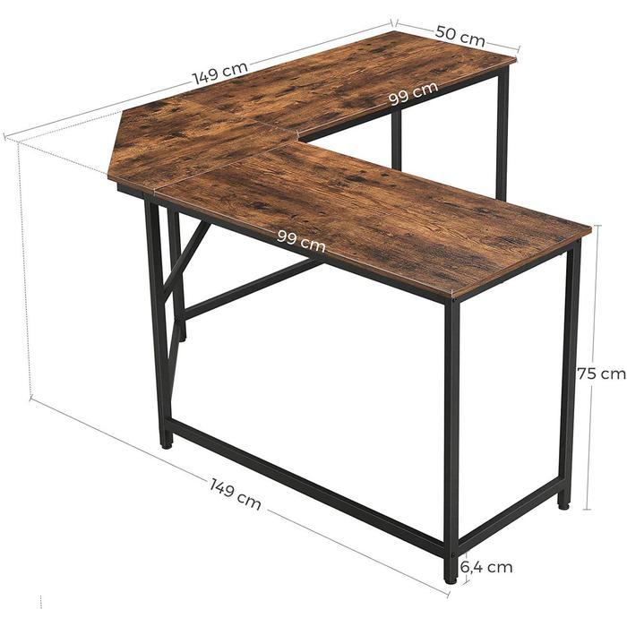 Hoekbureau Industrieel Design | Houtlook en Staal | 149x149x75cm - Industrieelinhuis.nl