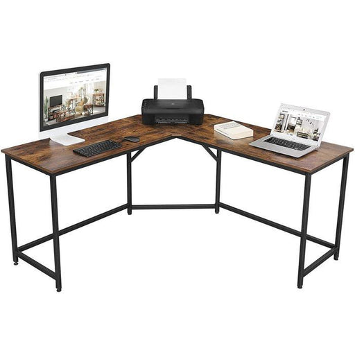 Hoekbureau Industrieel Design | Houtlook en Staal | 149x149x75cm - Industrieelinhuis.nl