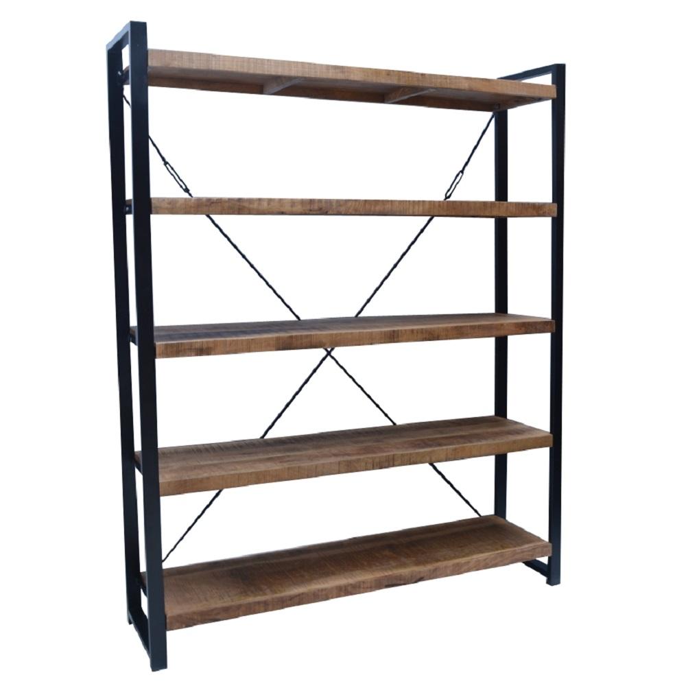 Boekenkast / Schappenkast Industrieel Design | Mangohout en Staal | 160x40x200cm - Industrieelinhuis.nl