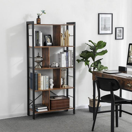 Schappenkast / Boekenkast Industrieel Design | Houtlook en Staal | 74x30x154,5cm - Industrieelinhuis.nl