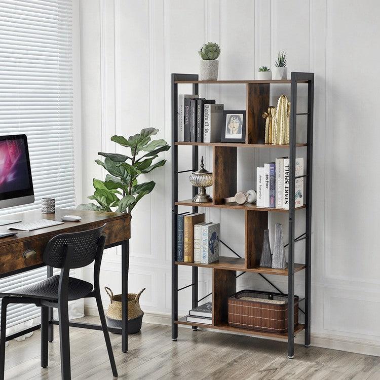 Schappenkast / Boekenkast Industrieel Design | Houtlook en Staal | 74x30x154,5cm - Industrieelinhuis.nl