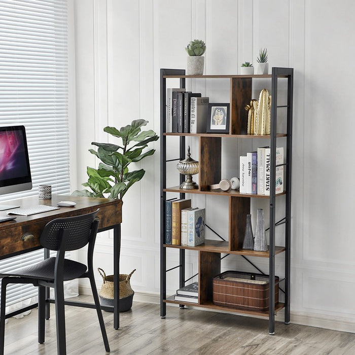 Schappenkast / Boekenkast Industrieel Design | Houtlook en Staal | 74x30x154,5cm - Industrieelinhuis.nl