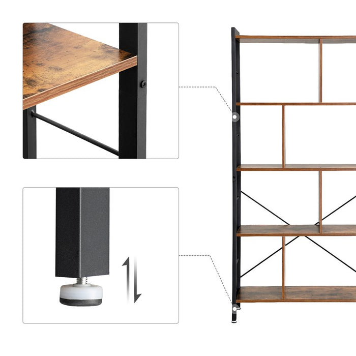 Schappenkast / Boekenkast Industrieel Design | Houtlook en Staal | 74x30x154,5cm - Industrieelinhuis.nl