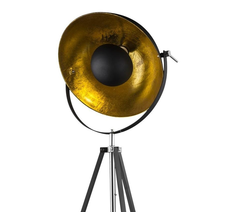 Vloerlamp / Driepoot - Studiolamp Industrieel Design | Zwart met Goud | 180cm - Industrieelinhuis.nl