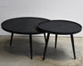Salontafel set rond Industrieel Design | Mangohout Staal | 58-76cm - Industrieelinhuis.nl