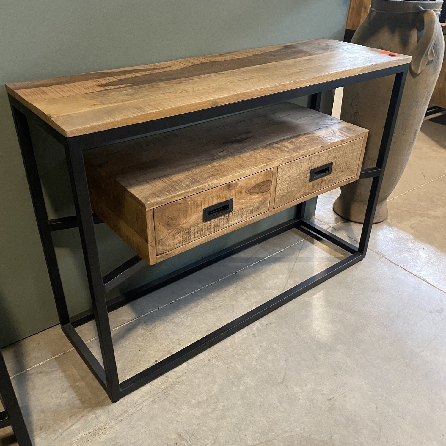 Sidetable / Dressoir Industrieel Design | Mangohout en Staal | 110x35x77 - Industrieelinhuis.nl