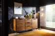 Design Sideboard NISHAN 160 x 40 x 88 cm Sheesham Massiv Holz | Kommode mit Türen & Schubladen | Massive Anrichte Industrial | Massivholz Schrank mit Metallbeinen - Industrieelinhuis.nl