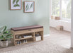 Schuhbank WL5.344 mit Sitzfläche Garderoben-Bank Holz 104x51x32 cm Sonoma | Holzbank klein gepolstert | Sitzbank schmal Flur mit Stauraum | Truhenbank Schuhtruhe Flurmöbel - Industrieelinhuis.nl