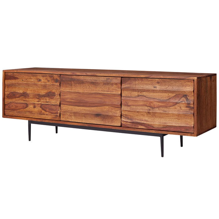 HiFi Lowboard WL5.636 Sheesham Massivholz Landhaus TV Kommode 147x50x38cm | Fernsehschrank Unterschrank mit 3 Türen | Fernsehtisch Ablagefach | Fernsehkommode TV Möbel - Industrieelinhuis.nl
