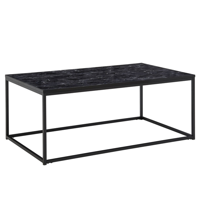 Couchtisch 100x60x40 cm mit Marmor Optik Schwarz | Wohnzimmertisch mit Metall-Gestell | Sofatisch Eckig Tisch Wohnzimmer | Beistelltisch - Industrieelinhuis.nl