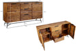Design Sideboard NISHAN 160 x 40 x 88 cm Sheesham Massiv Holz | Kommode mit Türen & Schubladen | Massive Anrichte Industrial | Massivholz Schrank mit Metallbeinen - Industrieelinhuis.nl