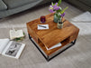 Couchtisch 60x60x34,5 cm Sheesham Massivholz / Metall Sofatisch Eckig | Wohnzimmertisch mit Stauraum | Kaffeetisch Massiv | Kleiner Tisch Beistelltisch Wohnzimmer Modern Quadratisch - Industrieelinhuis.nl
