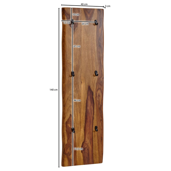 Wandgarderobe 140x40x4 cm Sheesham - Industrieelinhuis.nl
