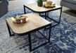 Couchtisch 2er Set Mango Massivholz / Metall Wohnzimmertisch Hell | Industrial Satztisch Beistelltisch Metallbeine Schwarz | Tischset 2-teilig Satztisch Holz - Industrieelinhuis.nl