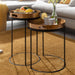 Beistelltisch 2er Set Gold / Schwarz Metall Hammerschlag Satztisch Rund | Couchtisch abnehmbares Tablett | Tabletttisch Sofa 2 teilig Modern | Runder Sofatisch - Industrieelinhuis.nl