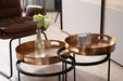 Beistelltisch 2er Set Gold / Schwarz Metall Hammerschlag Satztisch Rund | Couchtisch abnehmbares Tablett | Tabletttisch Sofa 2 teilig Modern | Runder Sofatisch - Industrieelinhuis.nl