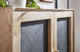 Sideboard 80x75x35 cm Mango Massivholz / Stein Anrichte Braun | Kommode mit 2 Türen | Kleiner Kommodenschrank Holz Massiv | Standschrank Mehrzweckkommode mit Metallgestell - Industrieelinhuis.nl