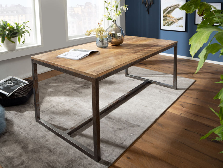 Esszimmertisch 120x77x60 cm Mango Massivholz / Metall Vintage Esstisch | Küchentisch Massiv Klein | Holztisch Esszimmer | Kleiner Speisetisch Holz - Industrieelinhuis.nl