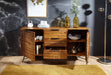 Design Sideboard NISHAN 160 x 40 x 88 cm Sheesham Massiv Holz | Kommode mit Türen & Schubladen | Massive Anrichte Industrial | Massivholz Schrank mit Metallbeinen - Industrieelinhuis.nl