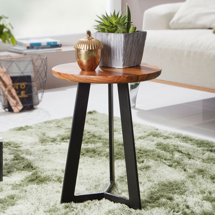 Beistelltisch 35 x 37 x 35 cm WL5.665 Sheesham Holz Metall Couchtisch | Industrial Style Echtholz Hocker Wohnzimmer | Holztisch Sofatisch Metallbeine | Anstelltisch Dekotisch Rosenholz - Industrieelinhuis.nl