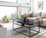 Couchtisch 100x60x45 cm Metall Wohnzimmertisch Industrial Schwarz | Sofatisch Stahl mit Stauraum | Loungetisch mit Ablagefach | Kaffeetisch Beistelltisch Eckig - Industrieelinhuis.nl