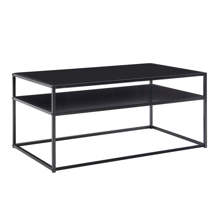 Couchtisch 100x60x45 cm Metall Wohnzimmertisch Industrial Schwarz | Sofatisch Stahl mit Stauraum | Loungetisch mit Ablagefach | Kaffeetisch Beistelltisch Eckig - Industrieelinhuis.nl