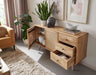 Design Sideboard 140x75x40 cm Mango Massivholz | Kommode 3 Schubladen | Hoher Kommodenschrank Holz Massiv | Standschrank Wohnzimmer | 2 Türfächer - Industrieelinhuis.nl