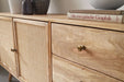 Design Sideboard 140x75x40 cm Mango Massivholz | Kommode 3 Schubladen | Hoher Kommodenschrank Holz Massiv | Standschrank Wohnzimmer | 2 Türfächer - Industrieelinhuis.nl