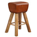 Barhocker Turnbock 43x75x43 cm Mango Massivholz / Echtleder | Design Barstuhl Braun | Lederhocker ohne Lehne | Country Hocker Tresenstuhl - Industrieelinhuis.nl
