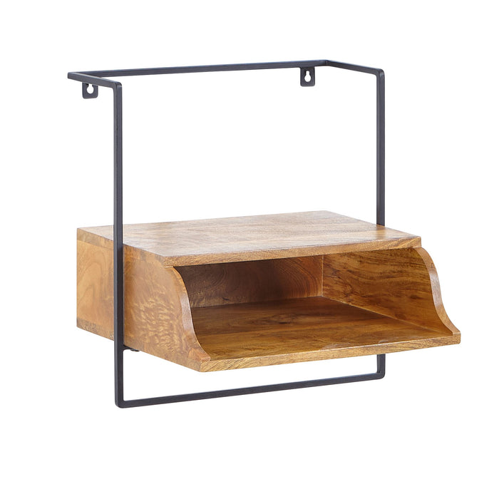 Nachtkonsole für Wandmontage 44x45x35 cm Nachttisch Mango Massivholz | Nachtschrank mit Ablage | Wandboard Schwebend für Boxspringbett | Wandkonsole Nachtkästchen Hängend - Industrieelinhuis.nl