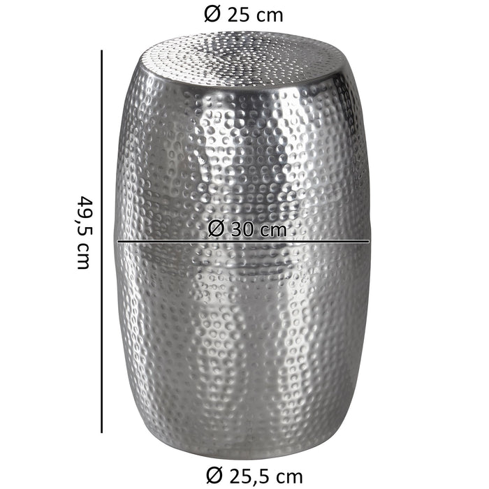 Beistelltisch 30x49,5x30cm Aluminium Silber Dekotisch orientalisch rund | Kleiner Hammerschlag Abstelltisch | Designer Ablagetisch Metall modern | Anstelltisch schmal - Industrieelinhuis.nl