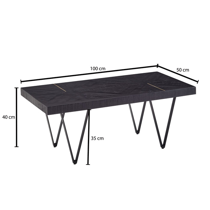 Couchtisch 100x50x40 cm Sofatisch Mango Massivholz Wohnzimmertisch Schwarz | Design Stubentisch Modern Rechteckig | Holztisch Kaffeetisch Metall | Tisch Wohnzimmer - Industrieelinhuis.nl