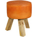 Design Sitzhocker WL5.102 Holz 37x45x37 cm Modern Fußhocker Rund | Turnbock Lederhocker Holzbeine | Kleiner Hocker Massivholz mit Leder Gepolstert  | Holzhocker mit Echtleder Braun - Industrieelinhuis.nl