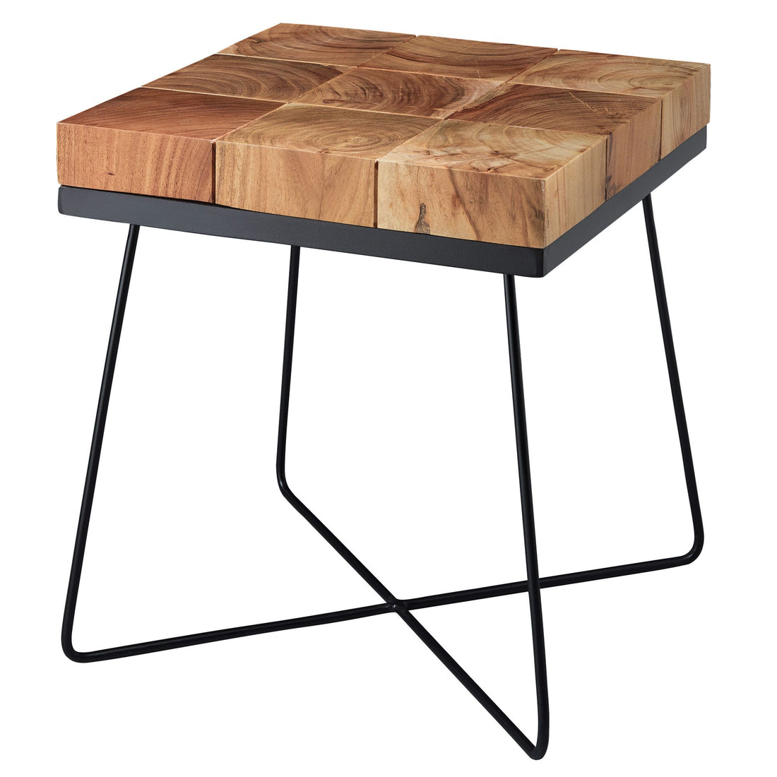 Bijzettafel acacia 45x45cm massief houten salontafel woonkamer