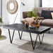 Couchtisch 100x50x40 cm Sofatisch Mango Massivholz Wohnzimmertisch Schwarz | Design Stubentisch Modern Rechteckig | Holztisch Kaffeetisch Metall | Tisch Wohnzimmer - Industrieelinhuis.nl