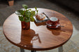 Couchtisch 60x60x35 cm Sheesham Massivholz / Metall Sofatisch Rund | Design Wohnzimmertisch Kaffeetisch Massiv | Kleiner Tisch Beistelltisch Wohnzimmer Modern - Industrieelinhuis.nl