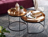 Couchtisch 2er Set Gold / Schwarz Metall Hammerschlag Satztisch Rund | Sofatisch abnehmbares Tablett | Tabletttisch Sofa 2 teilig Modern | Runder Beistelltisch - Industrieelinhuis.nl