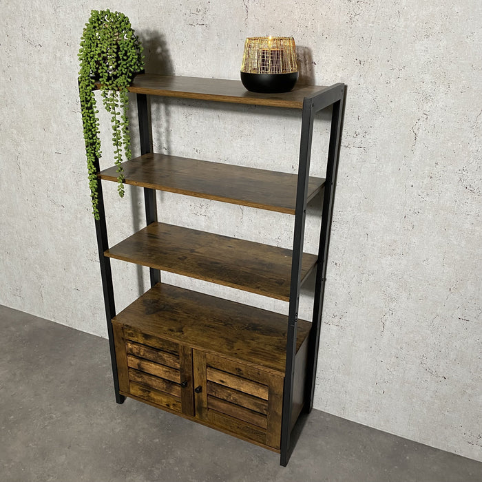 Schappenkast / Boekenkast Industrieel Design | Houtlook en Staal | 70x30x121,5cm - Industrieelinhuis.nl