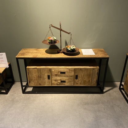 Sidetable / Dressoir Industrieel Design | Mangohout en Staal | 160x40x80 - Industrieelinhuis.nl