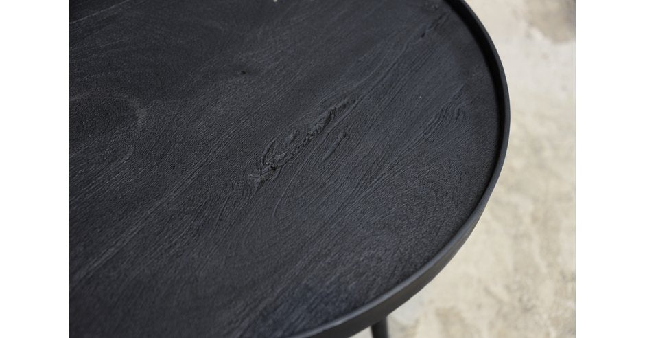 Salontafel set rond Industrieel Design | Mangohout Staal | 58-76cm - Industrieelinhuis.nl